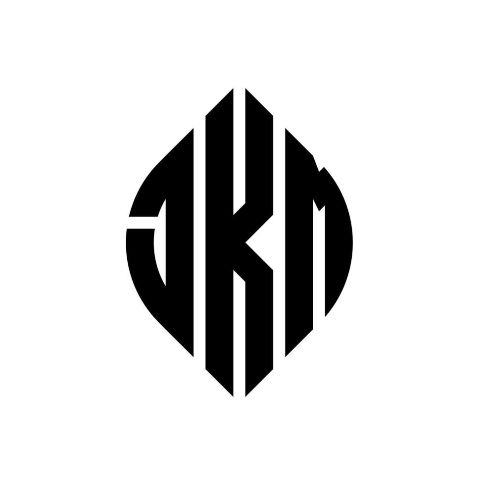 création de logo de lettre de cercle jkm avec forme de cercle et d'ellipse. lettres jkm ellipse avec style typographique. les trois initiales forment un logo circulaire. jkm cercle emblème abstrait monogramme lettre marque vecteur. vecteur