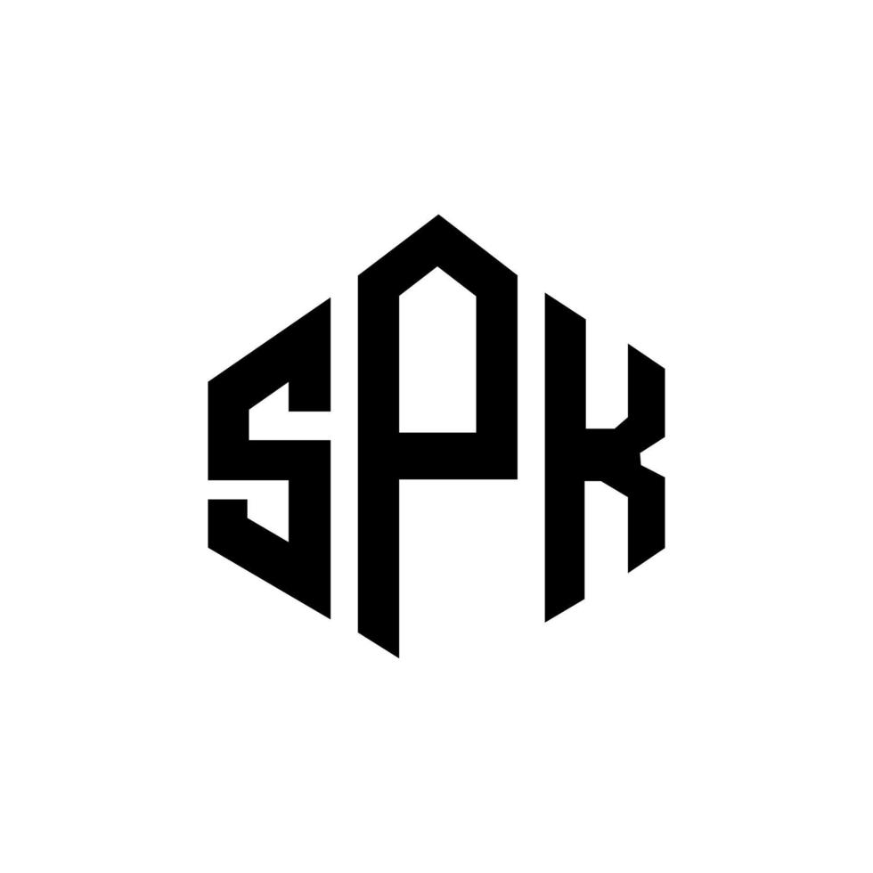 création de logo de lettre spk avec forme de polygone. création de logo en forme de polygone et de cube spk. modèle de logo vectoriel spk hexagone couleurs blanches et noires. monogramme spk, logo d'entreprise et immobilier.