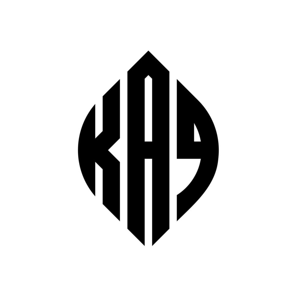 création de logo de lettre de cercle kaq avec forme de cercle et d'ellipse. lettres d'ellipse kaq avec style typographique. les trois initiales forment un logo circulaire. kaq cercle emblème abstrait monogramme lettre marque vecteur. vecteur