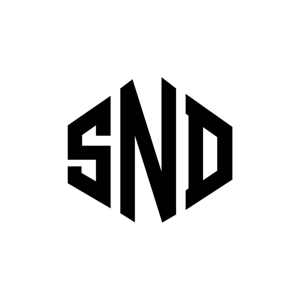 création de logo de lettre snd avec forme de polygone. création de logo en forme de polygone et de cube snd. modèle de logo vectoriel snd hexagone couleurs blanches et noires. monogramme snd, logo d'entreprise et immobilier.