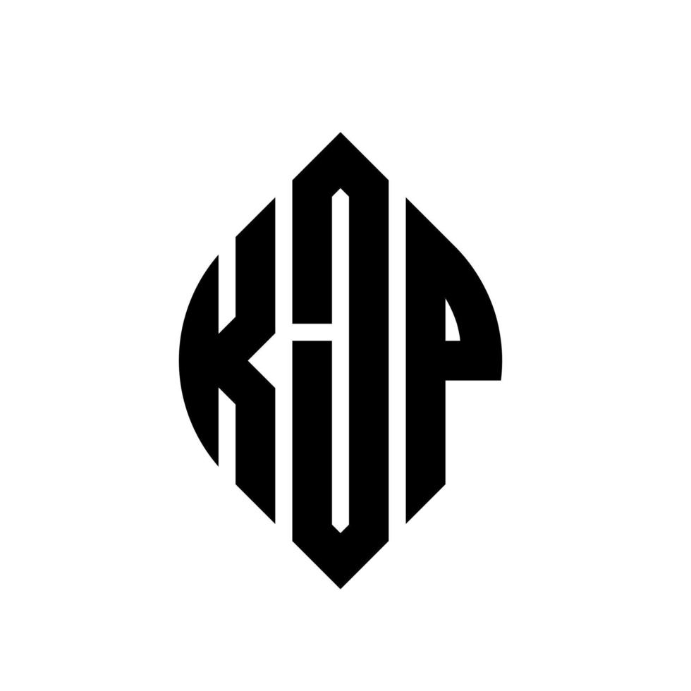 création de logo de lettre de cercle kjp avec forme de cercle et d'ellipse. lettres kjp ellipse avec style typographique. les trois initiales forment un logo circulaire. kjp cercle emblème abstrait monogramme lettre marque vecteur. vecteur