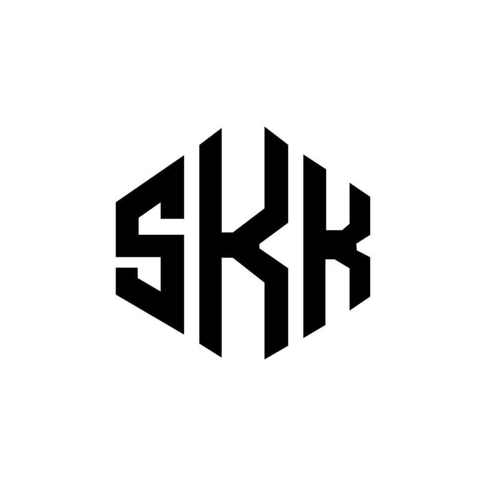 création de logo de lettre skk avec forme de polygone. création de logo en forme de polygone et de cube skk. modèle de logo vectoriel hexagone skk couleurs blanches et noires. monogramme skk, logo d'entreprise et immobilier.