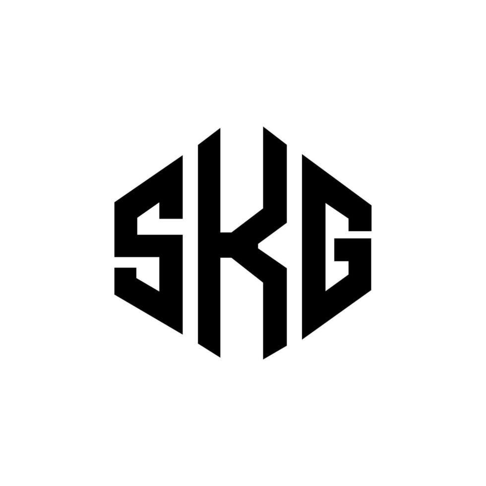 création de logo de lettre skg avec forme de polygone. création de logo en forme de polygone et de cube skg. modèle de logo vectoriel hexagone skg couleurs blanches et noires. monogramme skg, logo d'entreprise et immobilier.