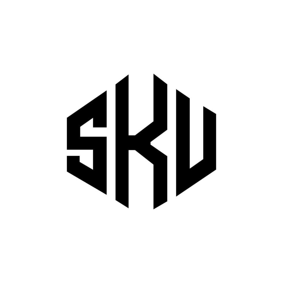 création de logo de lettre sku avec forme de polygone. création de logo en forme de polygone et de cube sku. modèle de logo vectoriel hexagone sku couleurs blanches et noires. monogramme sku, logo d'entreprise et immobilier.