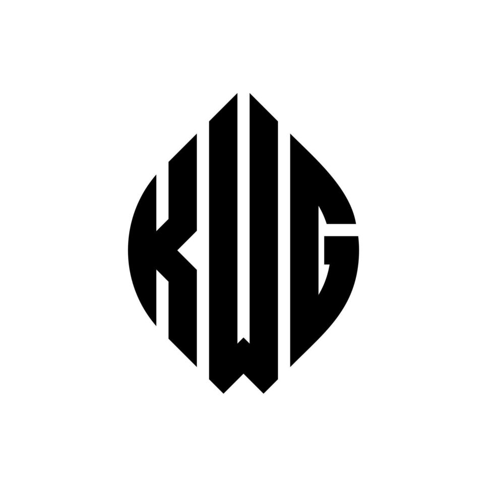 création de logo de lettre de cercle kwg avec forme de cercle et d'ellipse. lettres d'ellipse kwg avec style typographique. les trois initiales forment un logo circulaire. kwg cercle emblème abstrait monogramme lettre marque vecteur. vecteur