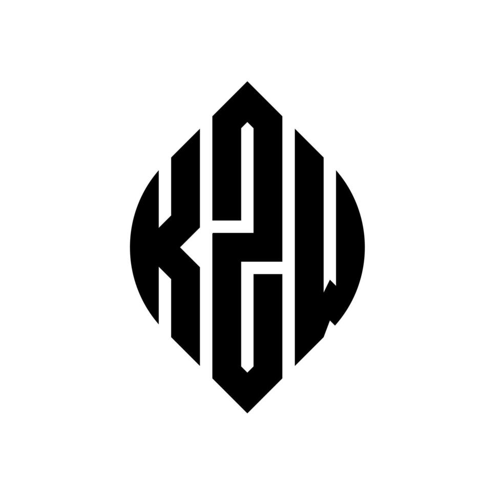 création de logo de lettre de cercle kzw avec forme de cercle et d'ellipse. lettres d'ellipse kzw avec style typographique. les trois initiales forment un logo circulaire. kzw cercle emblème abstrait monogramme lettre marque vecteur. vecteur