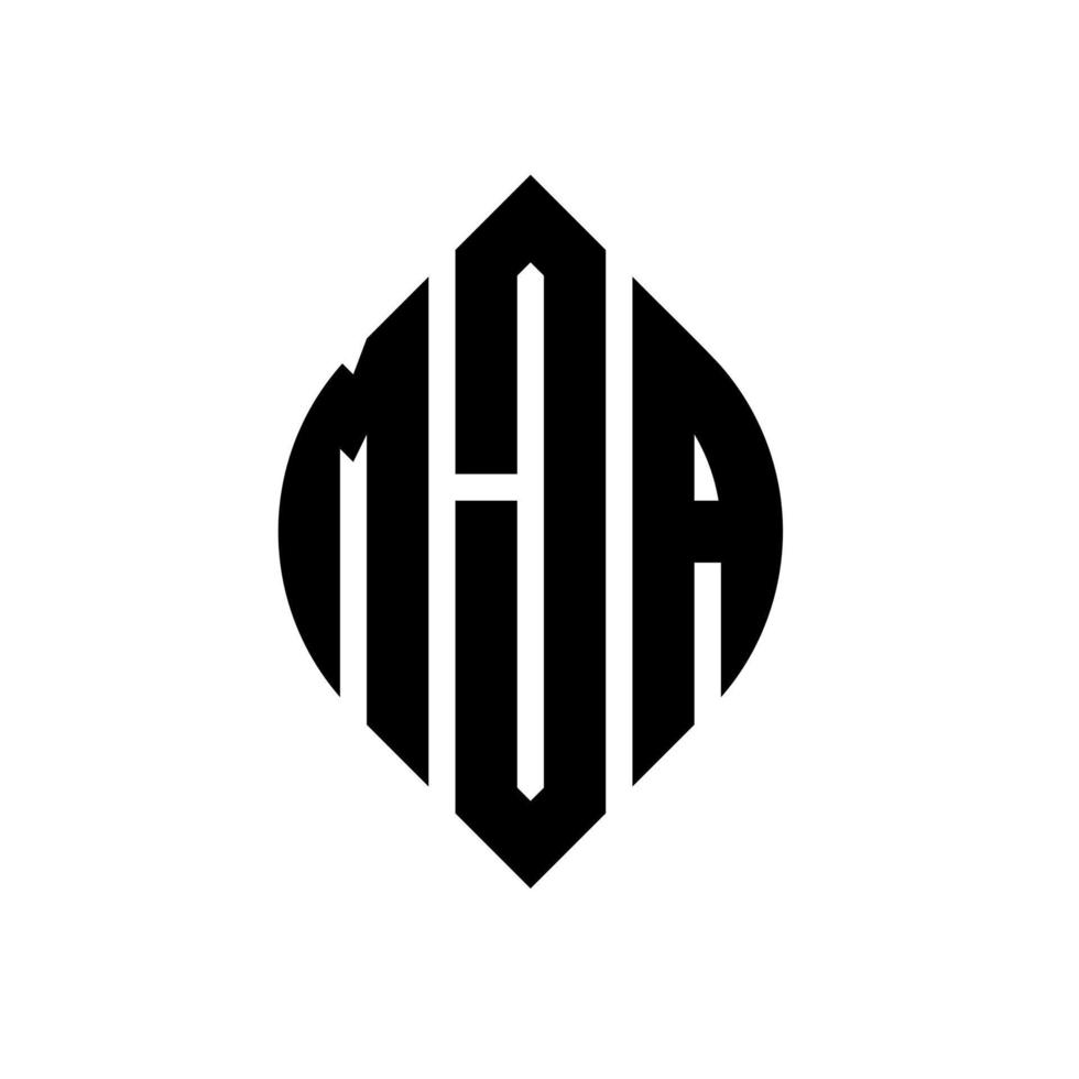 création de logo de lettre de cercle mja avec forme de cercle et d'ellipse. lettres d'ellipse mja avec style typographique. les trois initiales forment un logo circulaire. mja cercle emblème abstrait monogramme lettre marque vecteur. vecteur