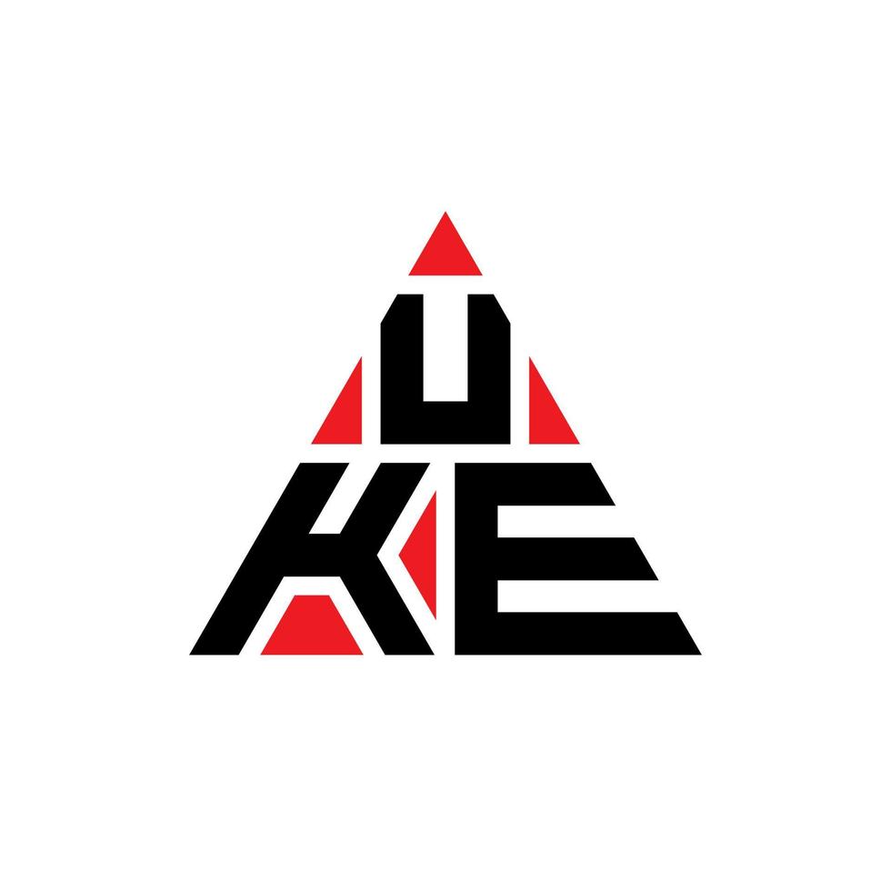création de logo de lettre triangle uke avec forme de triangle. monogramme de conception de logo triangle uke. modèle de logo vectoriel triangle uke avec couleur rouge. logo triangulaire uke logo simple, élégant et luxueux.