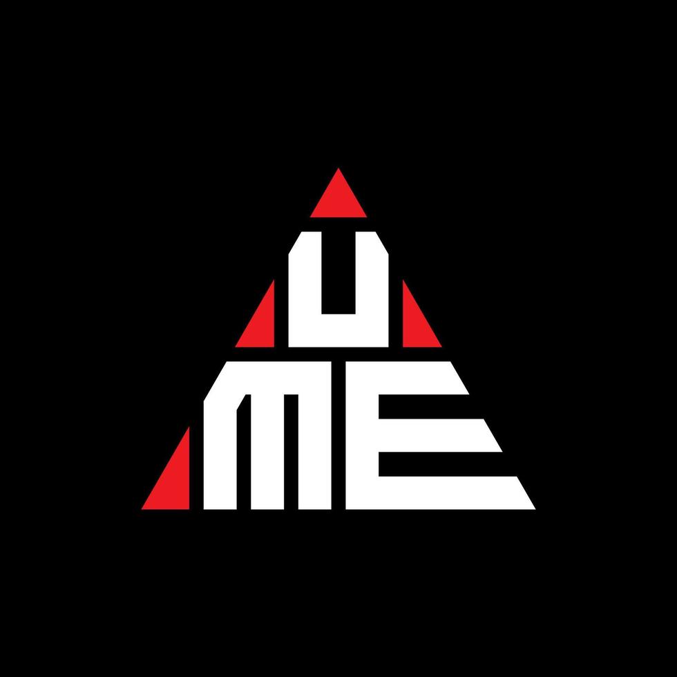 création de logo de lettre triangle ume avec forme de triangle. monogramme de conception de logo triangle ume. modèle de logo vectoriel triangle ume avec couleur rouge. ume logo triangulaire logo simple, élégant et luxueux.