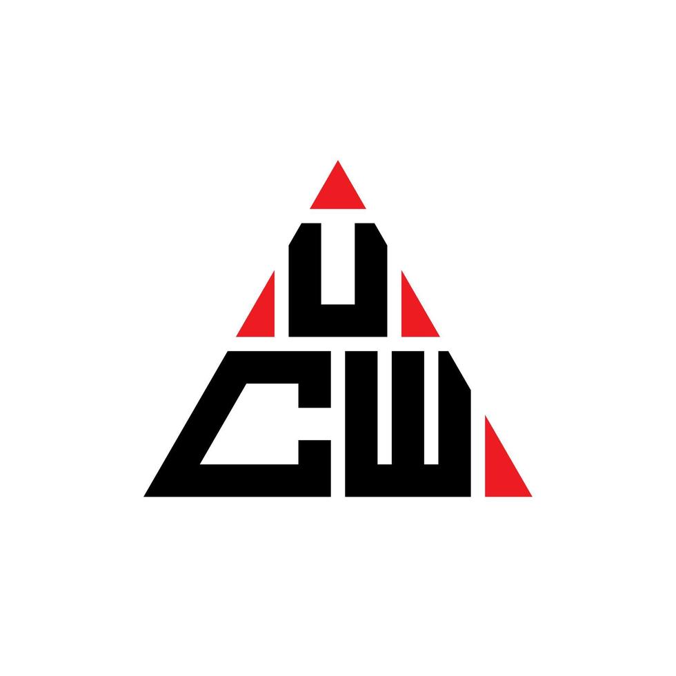 création de logo de lettre triangle ucw avec forme de triangle. monogramme de conception de logo triangle ucw. modèle de logo vectoriel triangle ucw avec couleur rouge. logo triangulaire ucw logo simple, élégant et luxueux.