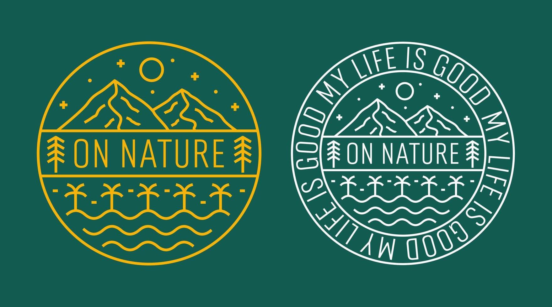ma vie est belle sur les montagnes de la nature et la conception estivale pour badge, autocollant, patch, conception de t-shirt, etc. vecteur