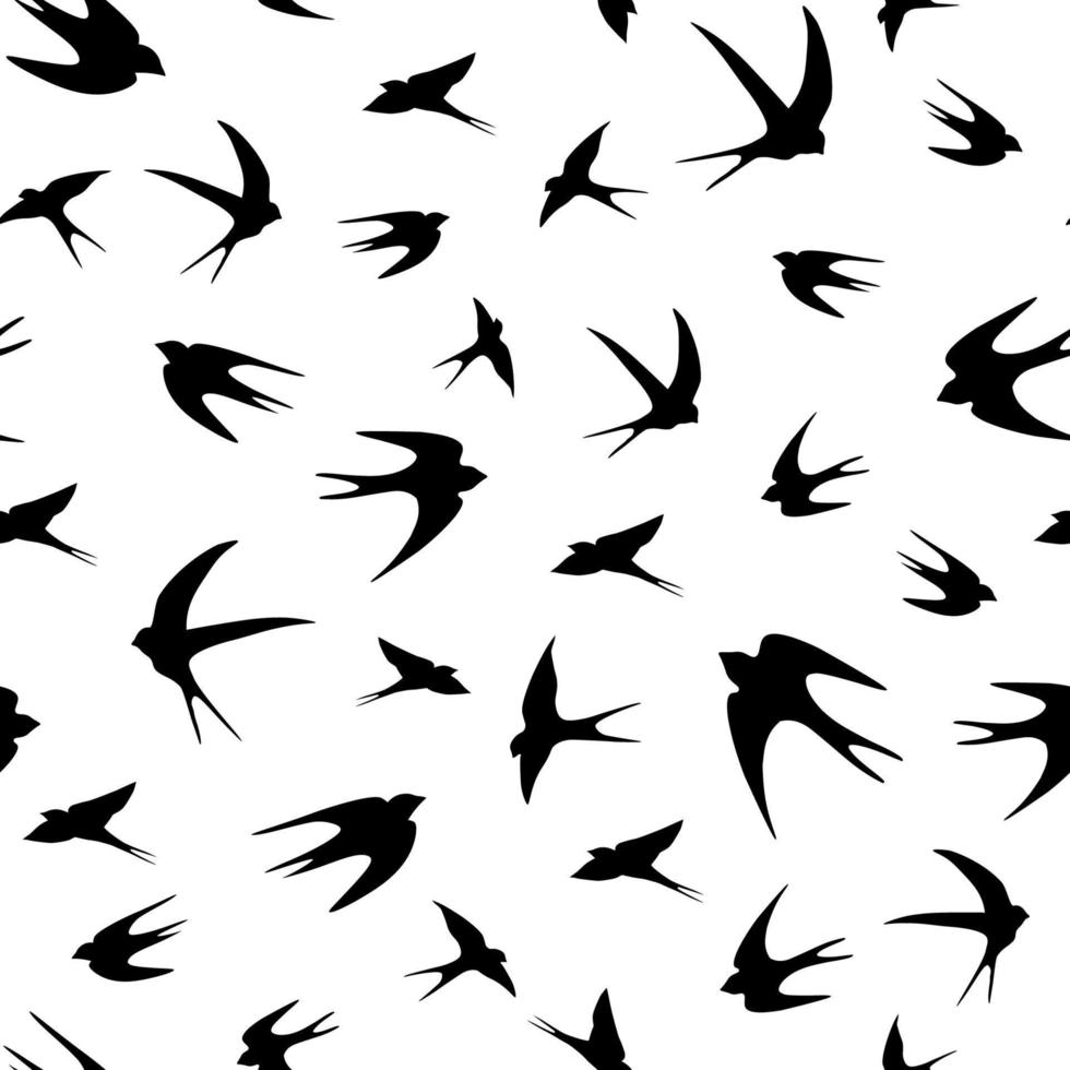 modèle sans couture avec des hirondelles qui volent des oiseaux, avec des ailes ouvertes. graphiques vectoriels. vecteur