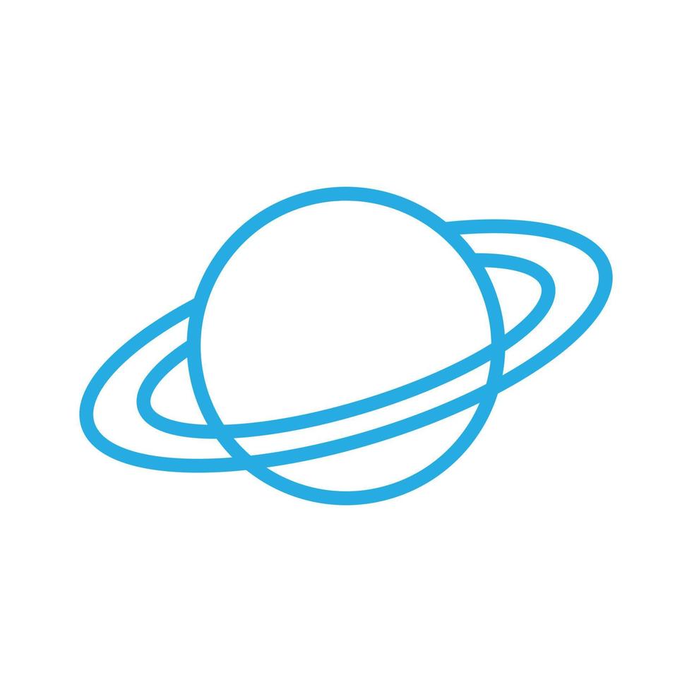 eps10 bleu vecteur planète saturne icône ou logo d'art en ligne dans un style moderne simple et branché isolé sur fond blanc