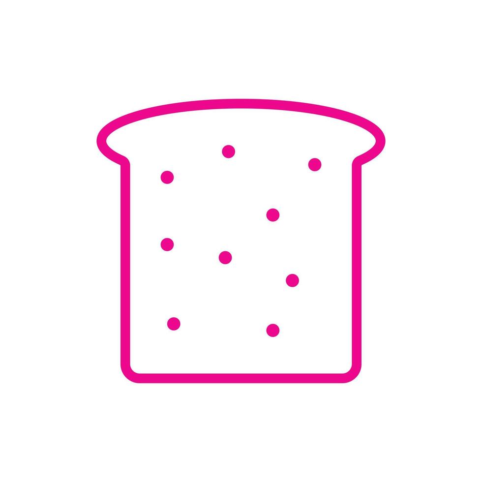 eps10 icône de contour de tranche de pain vecteur rose isolé sur fond blanc. symbole de morceau de pain dans un style moderne et plat simple pour la conception de votre site Web, votre interface utilisateur, votre logo, votre pictogramme et votre application mobile