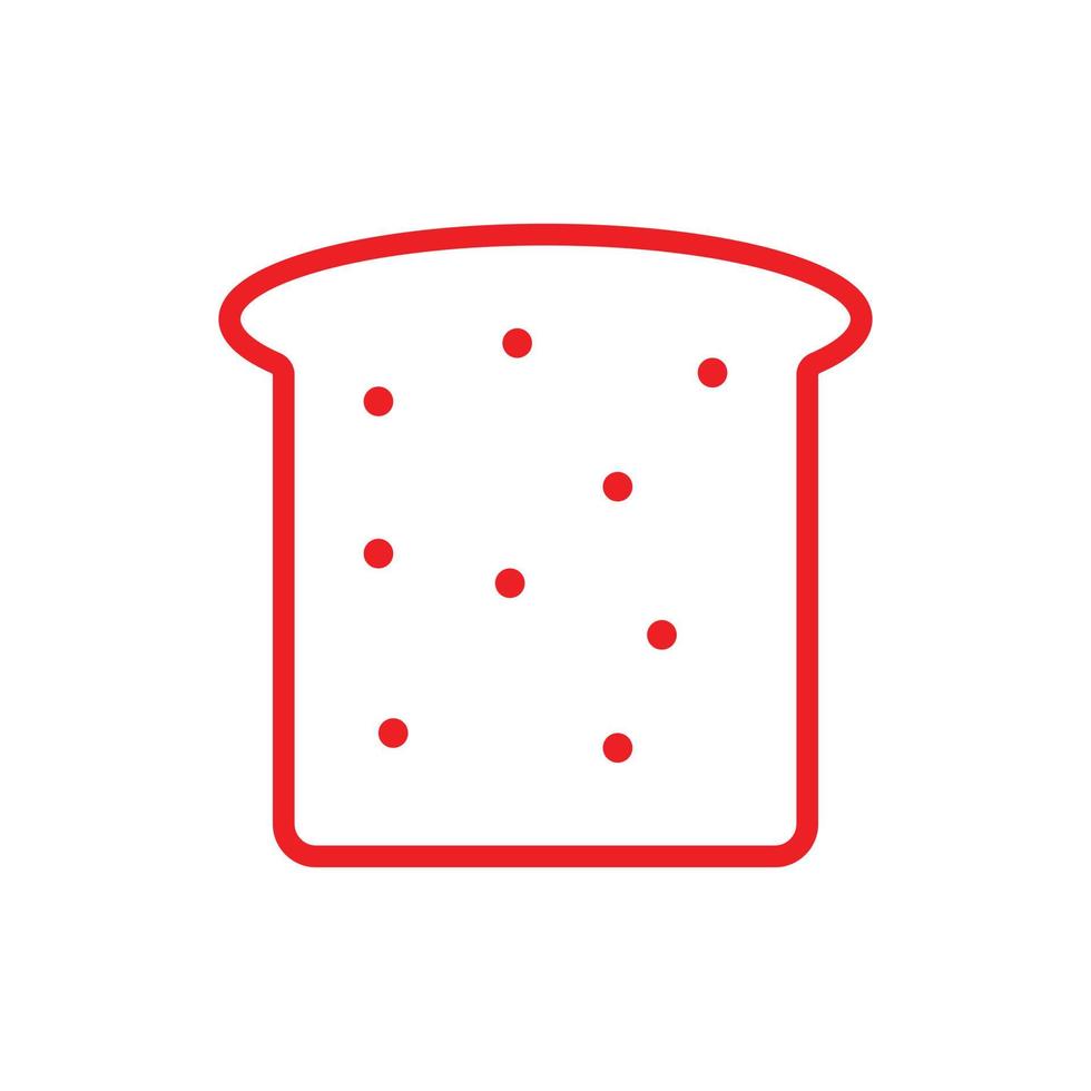 eps10 icône de contour de tranche de pain vecteur rouge isolé sur fond blanc. symbole de morceau de pain dans un style moderne et plat simple pour la conception de votre site Web, votre interface utilisateur, votre logo, votre pictogramme et votre application mobile