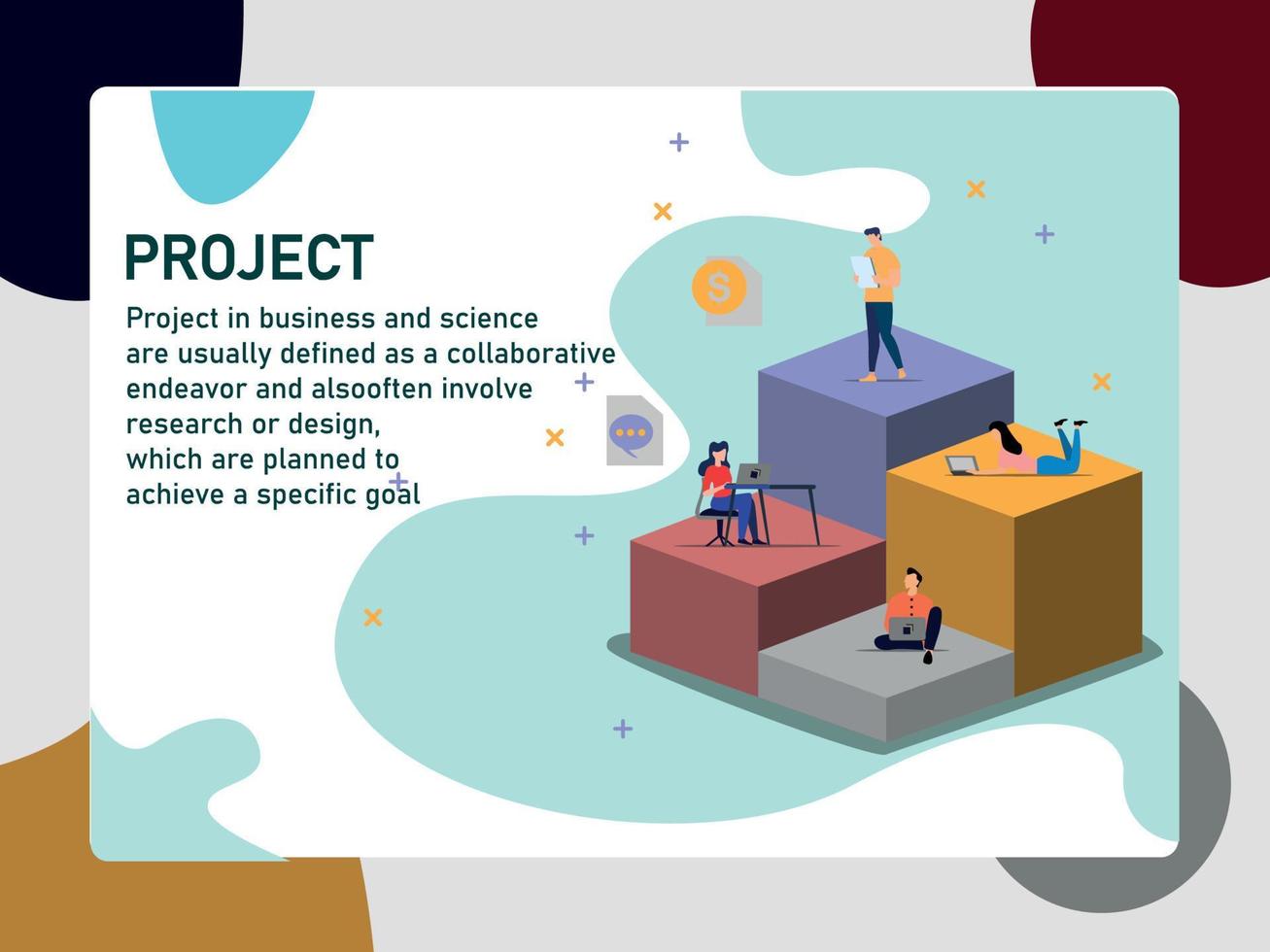 conception d'illustration d'une équipe travaillant sur un projet vecteur