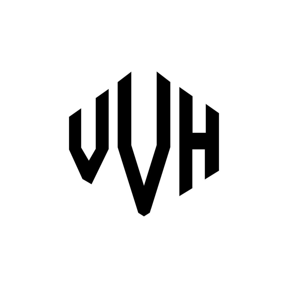 création de logo de lettre vvh avec forme de polygone. création de logo en forme de polygone et de cube vvh. modèle de logo vectoriel vvh hexagone couleurs blanches et noires. monogramme vvh, logo commercial et immobilier.