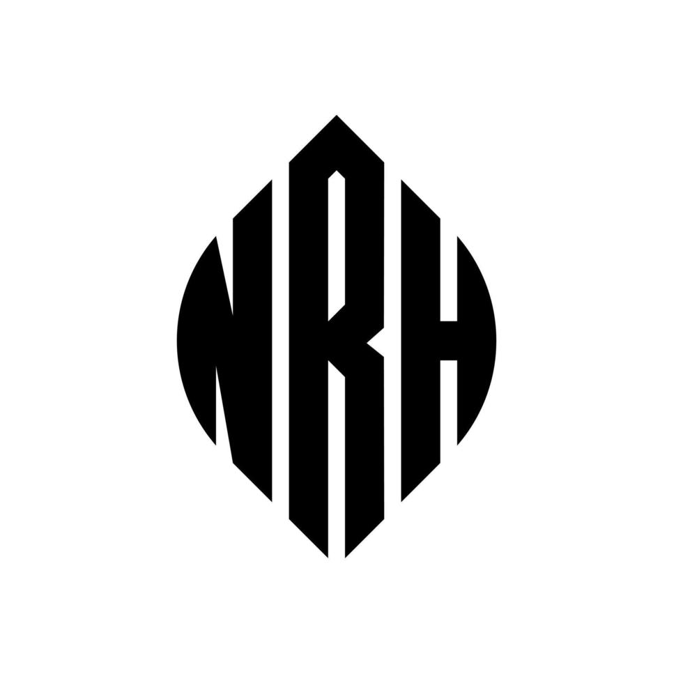 création de logo de lettre de cercle nrh avec forme de cercle et d'ellipse. lettres ellipse nrh avec style typographique. les trois initiales forment un logo circulaire. nrh cercle emblème abstrait monogramme lettre marque vecteur. vecteur