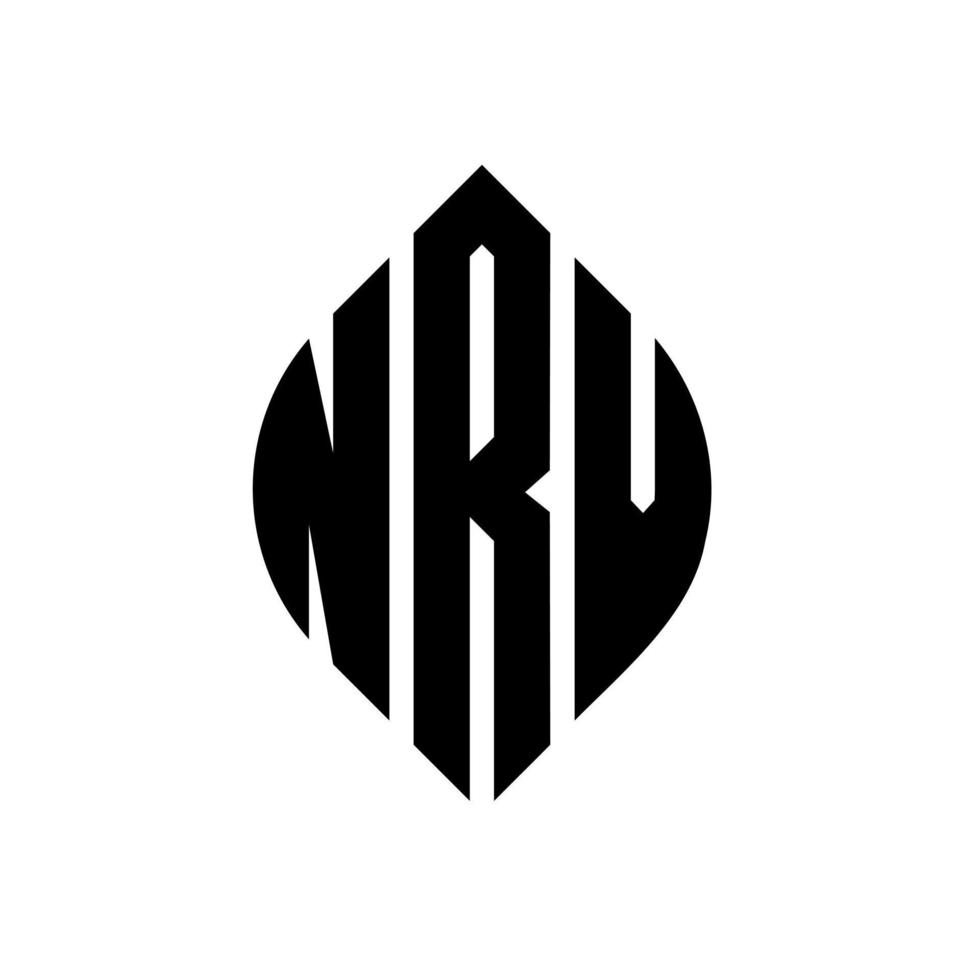 création de logo de lettre de cercle nrv avec forme de cercle et d'ellipse. lettres d'ellipse nrv avec style typographique. les trois initiales forment un logo circulaire. nrv cercle emblème abstrait monogramme lettre marque vecteur. vecteur