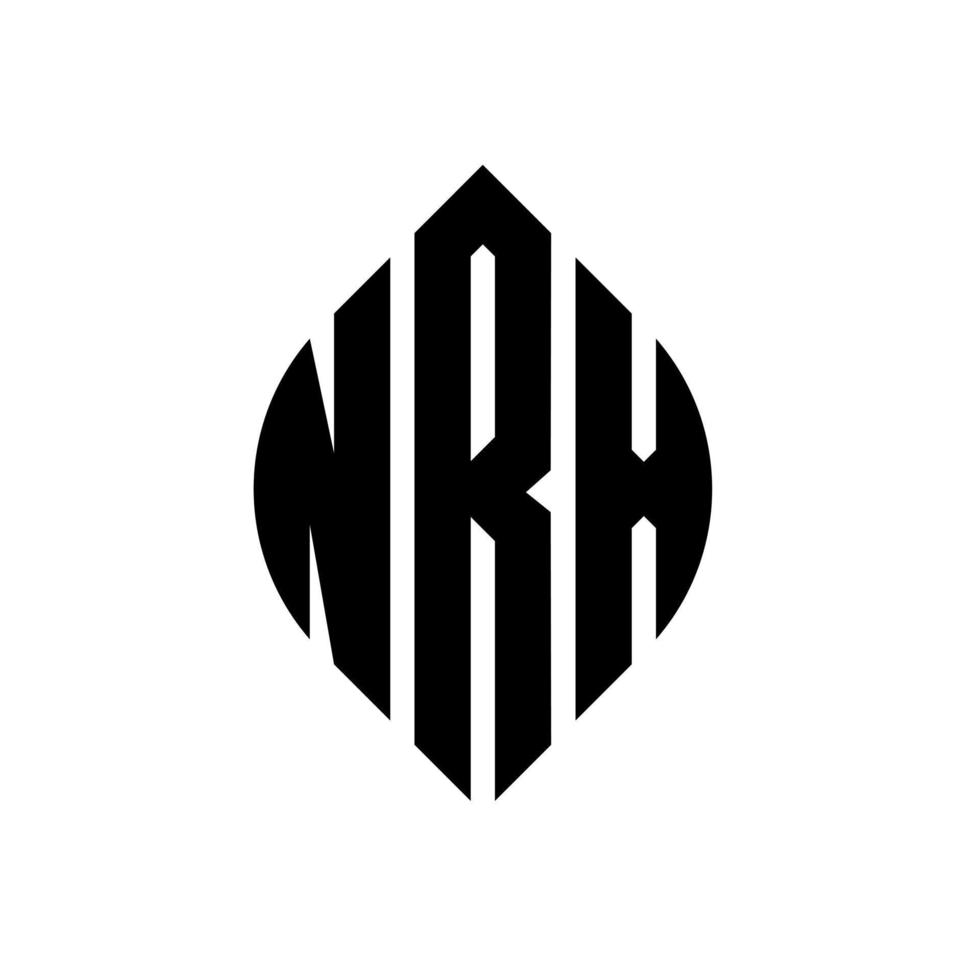 création de logo de lettre de cercle nrx avec forme de cercle et d'ellipse. lettres ellipse nrx avec style typographique. les trois initiales forment un logo circulaire. nrx cercle emblème abstrait monogramme lettre marque vecteur. vecteur