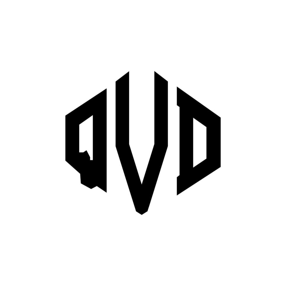 création de logo de lettre qvd avec forme de polygone. création de logo en forme de polygone et de cube qvd. modèle de logo vectoriel qvd hexagone couleurs blanches et noires. monogramme qvd, logo d'entreprise et immobilier.