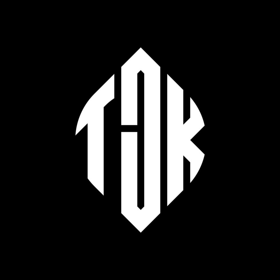 création de logo de lettre de cercle tjk avec forme de cercle et d'ellipse. lettres tjk ellipse avec style typographique. les trois initiales forment un logo circulaire. tjk cercle emblème abstrait monogramme lettre marque vecteur. vecteur