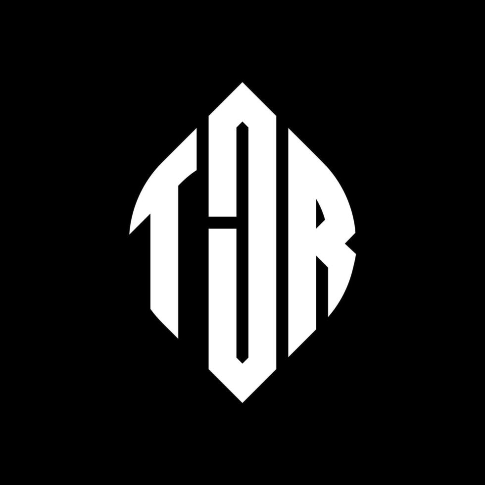 création de logo de lettre de cercle tjr avec forme de cercle et d'ellipse. lettres tjr ellipse avec style typographique. les trois initiales forment un logo circulaire. tjr cercle emblème abstrait monogramme lettre marque vecteur. vecteur