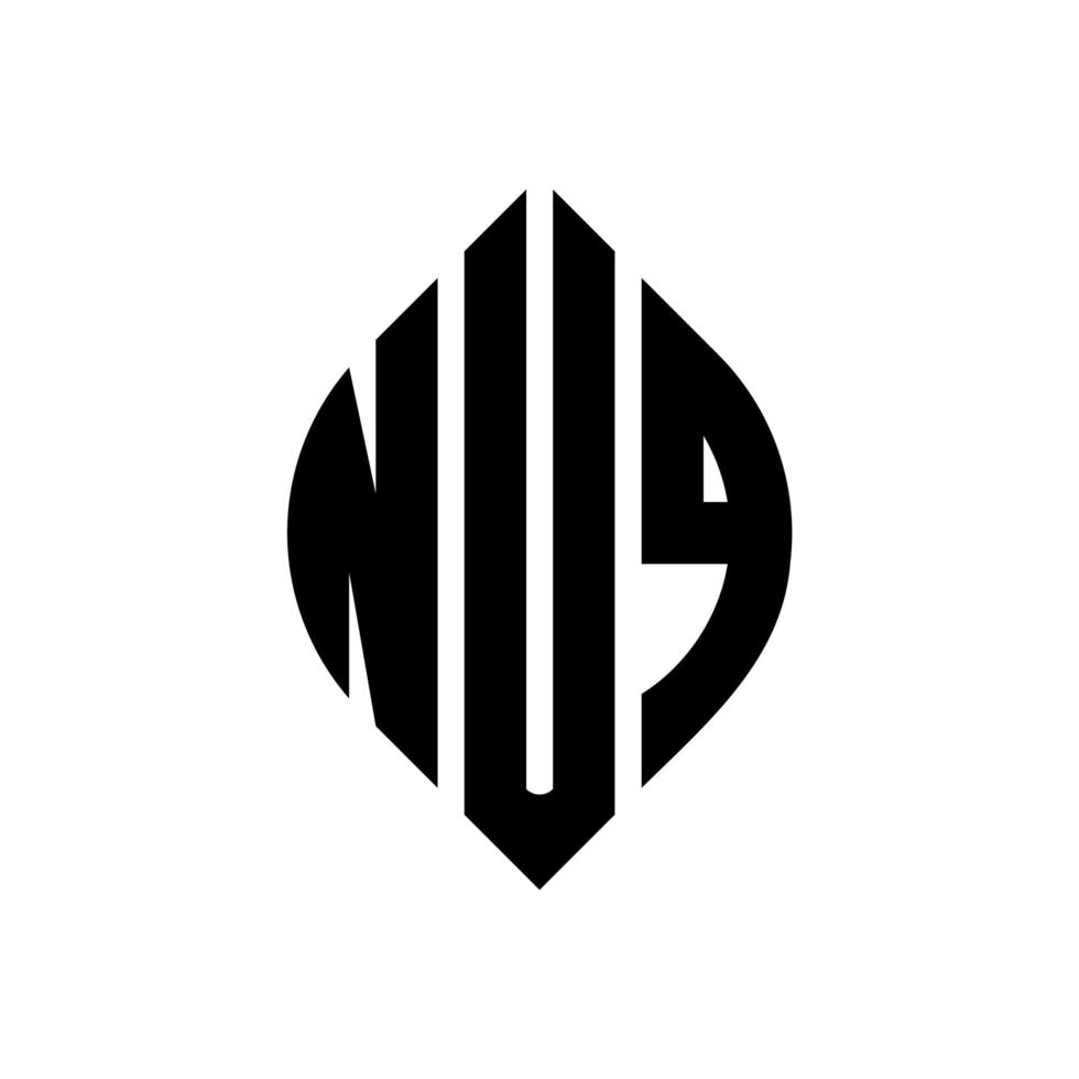 création de logo de lettre de cercle nuq avec forme de cercle et d'ellipse. lettres d'ellipse nuq avec style typographique. les trois initiales forment un logo circulaire. emblème de cercle nuq vecteur de marque de lettre de monogramme abstrait.