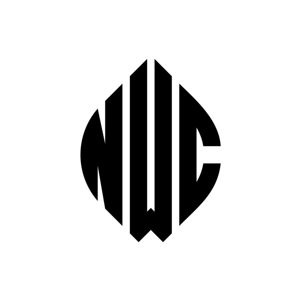 création de logo de lettre de cercle nwc avec forme de cercle et d'ellipse. lettres d'ellipse nwc avec style typographique. les trois initiales forment un logo circulaire. nwc cercle emblème abstrait monogramme lettre marque vecteur. vecteur