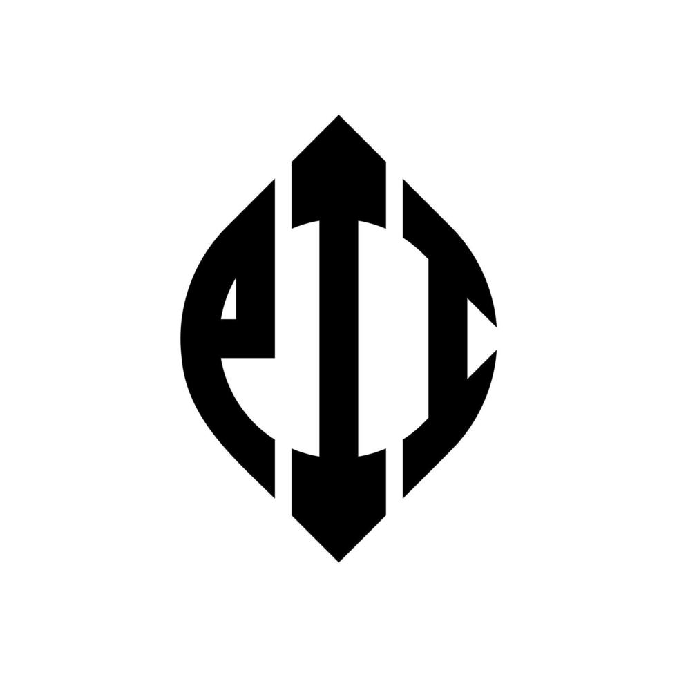 création de logo de lettre de cercle pii avec forme de cercle et d'ellipse. lettres d'ellipse pii avec style typographique. les trois initiales forment un logo circulaire. pii cercle emblème abstrait monogramme lettre marque vecteur. vecteur