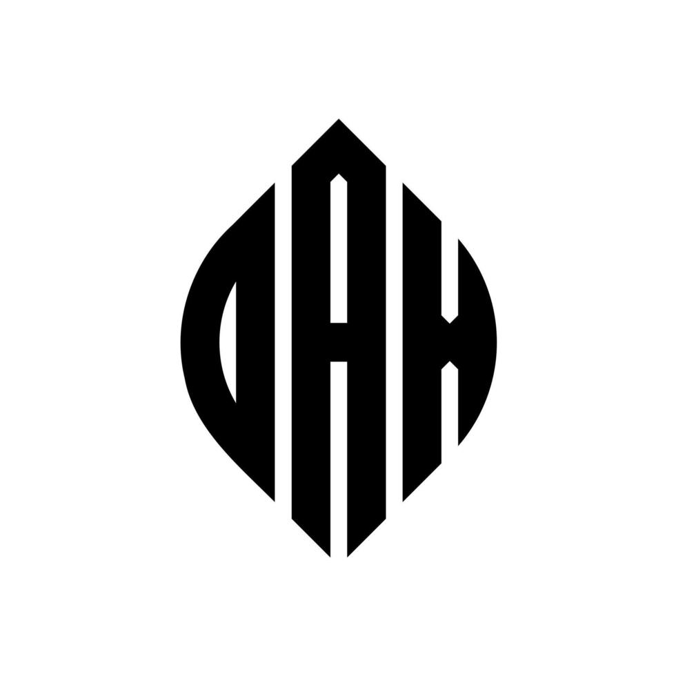 création de logo de lettre de cercle oax avec forme de cercle et d'ellipse. lettres oax ellipse avec style typographique. les trois initiales forment un logo circulaire. oax cercle emblème abstrait monogramme lettre marque vecteur. vecteur