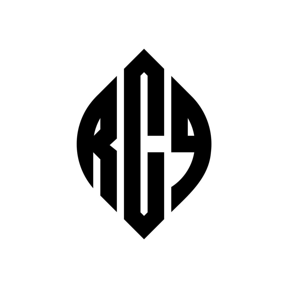 création de logo de lettre de cercle rcq avec forme de cercle et d'ellipse. lettres d'ellipse rcq avec style typographique. les trois initiales forment un logo circulaire. rcq cercle emblème abstrait monogramme lettre marque vecteur. vecteur