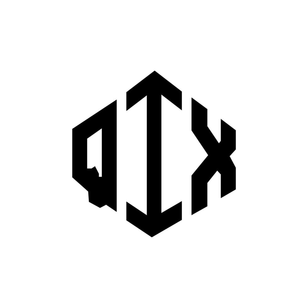 création de logo de lettre qix avec forme de polygone. création de logo en forme de polygone et de cube qix. modèle de logo vectoriel qix hexagone couleurs blanches et noires. monogramme qix, logo d'entreprise et immobilier.