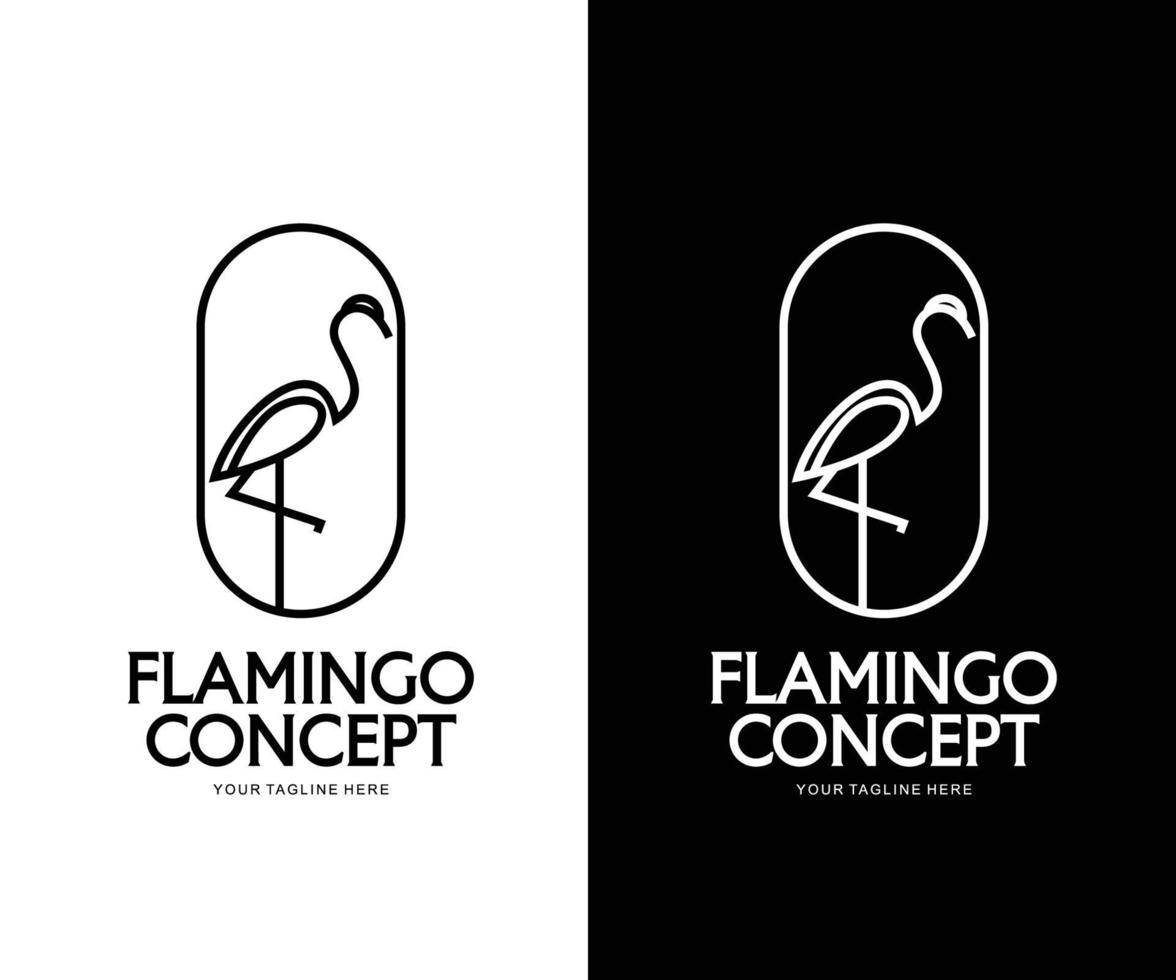 concept de logo de ligne flamant rose vecteur