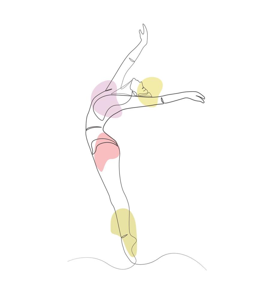 danseur de ballet abstrait en studio femme danse pose élégant dessin d'art en ligne vecteur