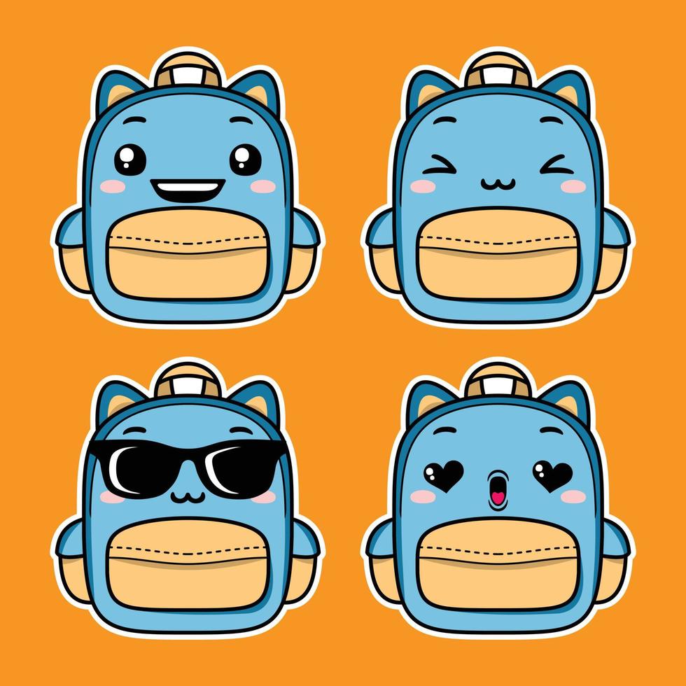 illustration vectorielle d'emoji de sac d'école mignon vecteur