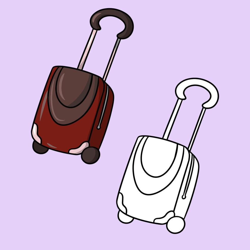 ensemble d'images, valise à roulettes, valise de voyage, illustration vectorielle en style cartoon sur fond coloré vecteur