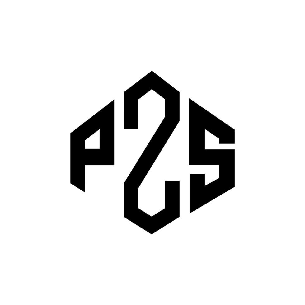 création de logo de lettre pzs avec forme de polygone. création de logo en forme de polygone et de cube pzs. modèle de logo vectoriel pzs hexagone couleurs blanches et noires. monogramme pzs, logo d'entreprise et immobilier.