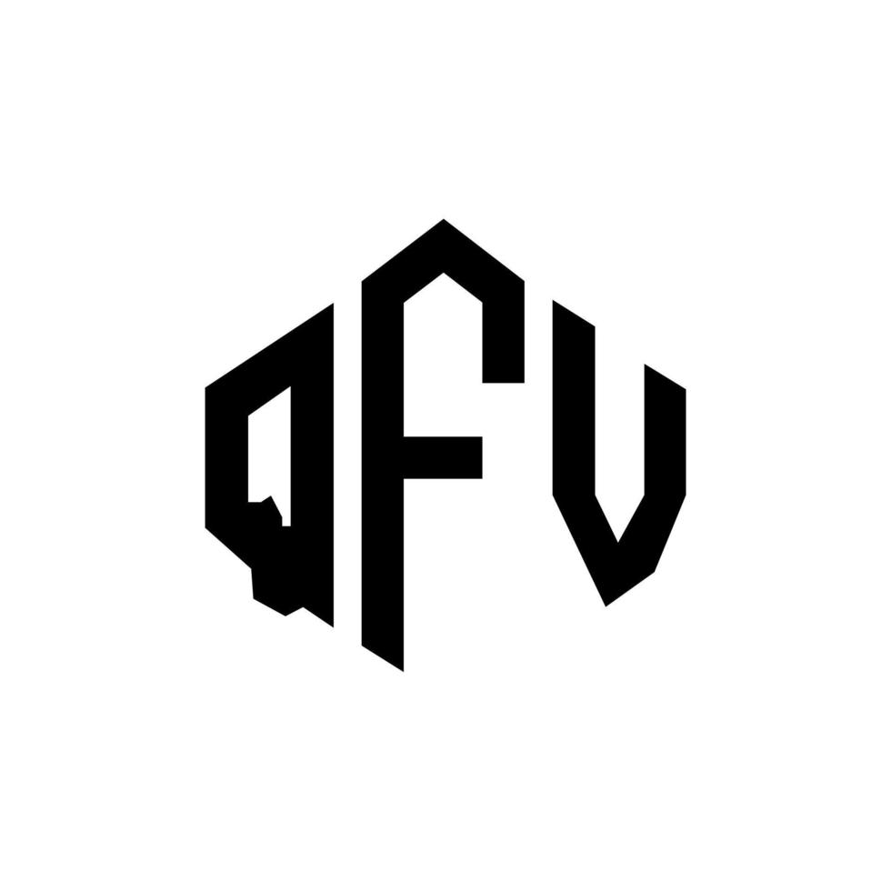 création de logo de lettre qfv avec forme de polygone. création de logo en forme de polygone et de cube qfv. modèle de logo vectoriel qfv hexagone couleurs blanches et noires. monogramme qfv, logo commercial et immobilier.