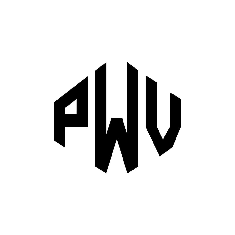 création de logo de lettre pwv avec forme de polygone. création de logo en forme de polygone et de cube pwv. modèle de logo vectoriel pwv hexagone couleurs blanches et noires. monogramme pwv, logo commercial et immobilier.