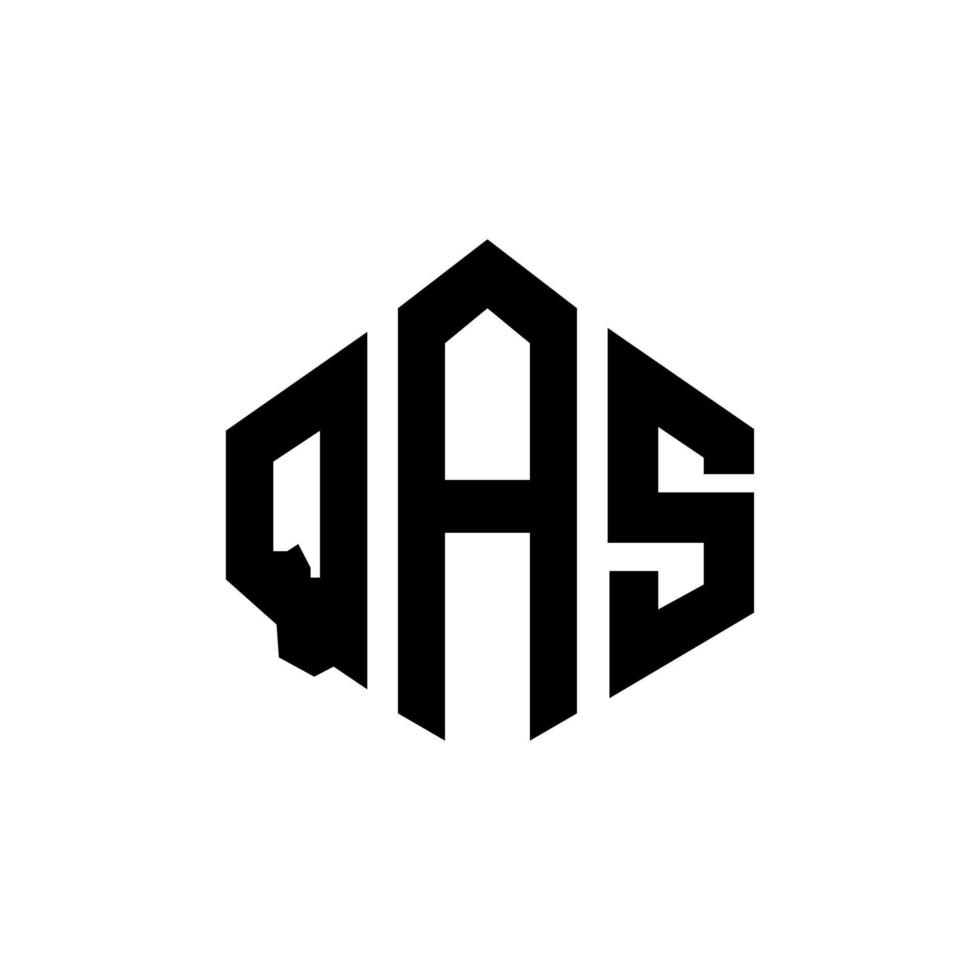 création de logo de lettre qas avec forme de polygone. création de logo en forme de polygone et de cube qas. modèle de logo vectoriel qas hexagone couleurs blanches et noires. monogramme qas, logo d'entreprise et immobilier.