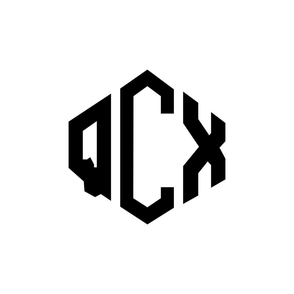 création de logo de lettre qcx avec forme de polygone. création de logo en forme de polygone et de cube qcx. modèle de logo vectoriel qcx hexagone couleurs blanches et noires. monogramme qcx, logo d'entreprise et immobilier.