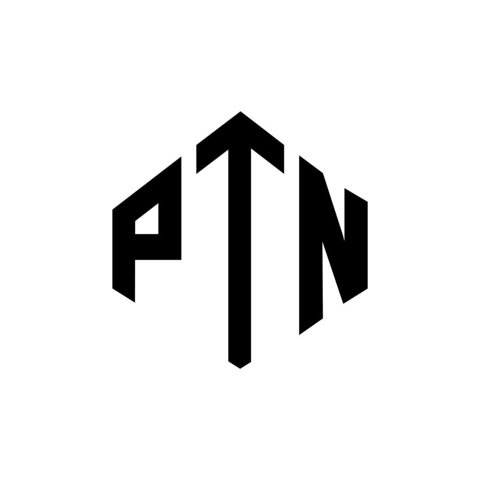 création de logo de lettre ptn avec forme de polygone. création de logo en forme de polygone et de cube ptn. modèle de logo vectoriel ptn hexagone couleurs blanches et noires. monogramme ptn, logo d'entreprise et immobilier.