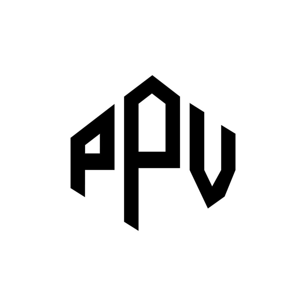 création de logo de lettre ppv avec forme de polygone. création de logo en forme de polygone et de cube ppv. modèle de logo vectoriel hexagone ppv couleurs blanches et noires. monogramme ppv, logo d'entreprise et immobilier.