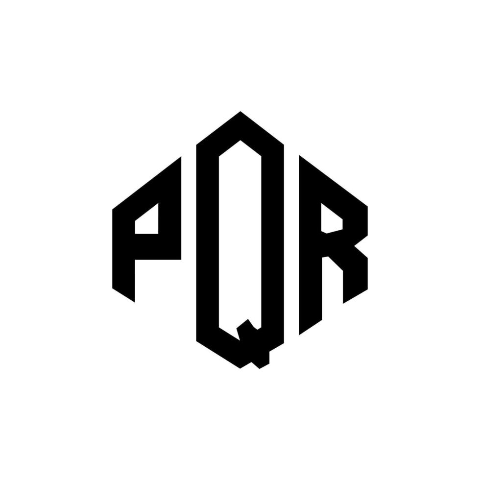 création de logo de lettre pqr avec forme de polygone. création de logo en forme de polygone et de cube pqr. modèle de logo vectoriel pqr hexagone couleurs blanches et noires. monogramme pqr, logo commercial et immobilier.