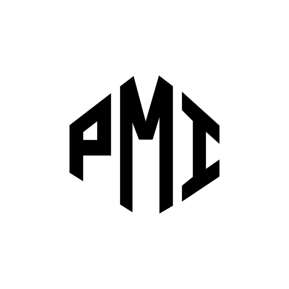 création de logo de lettre pmi avec forme de polygone. création de logo en forme de polygone et de cube pmi. modèle de logo vectoriel pmi hexagone couleurs blanches et noires. monogramme pmi, logo d'entreprise et immobilier.