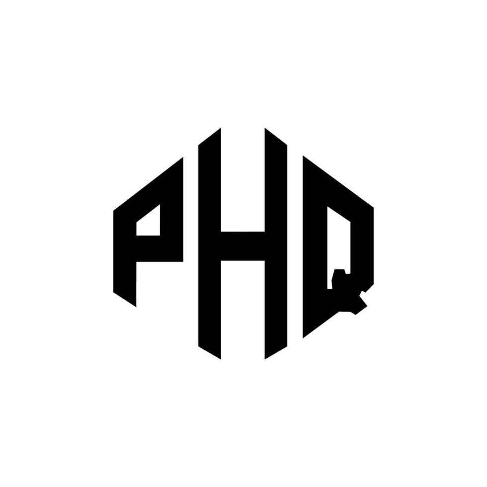 création de logo de lettre phq avec forme de polygone. création de logo en forme de polygone et de cube phq. modèle de logo vectoriel hexagone phq couleurs blanches et noires. monogramme phq, logo d'entreprise et immobilier.