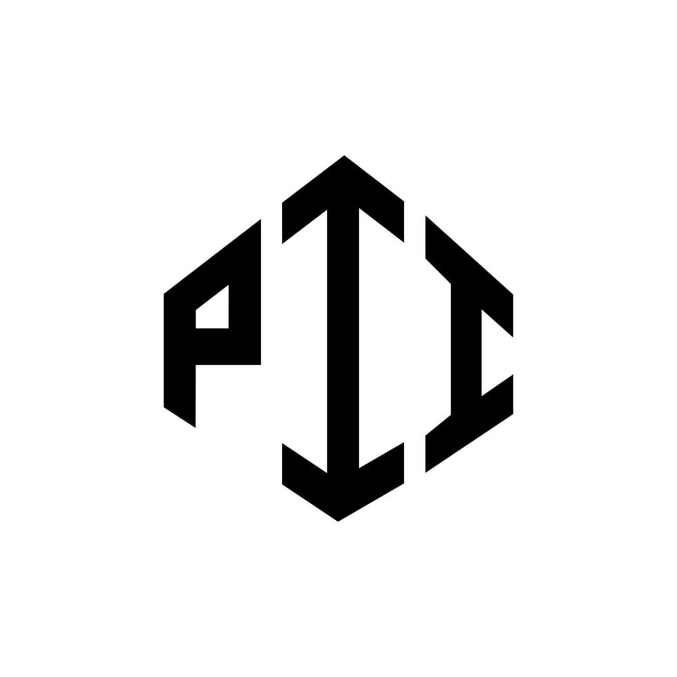 création de logo de lettre pii avec forme de polygone. création de logo en forme de polygone et de cube pii. modèle de logo vectoriel pii hexagone couleurs blanches et noires. monogramme pii, logo d'entreprise et immobilier.