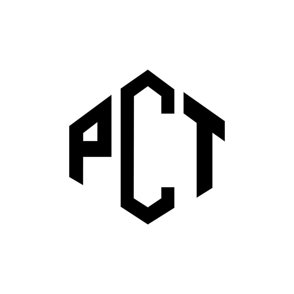 création de logo de lettre pct avec forme de polygone. création de logo en forme de polygone et de cube pct. modèle de logo vectoriel pct hexagone couleurs blanches et noires. monogramme pct, logo d'entreprise et immobilier.