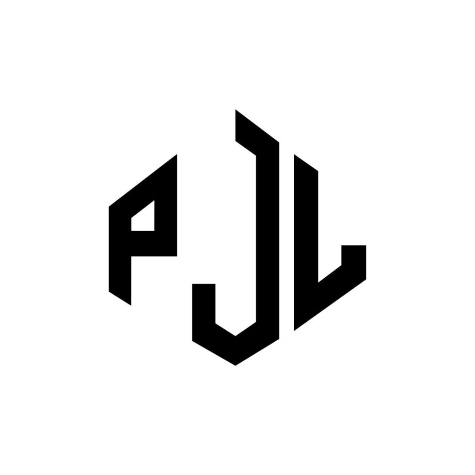 création de logo de lettre pjl avec forme de polygone. création de logo en forme de polygone et de cube pjl. modèle de logo vectoriel pjl hexagone couleurs blanches et noires. monogramme pjl, logo d'entreprise et immobilier.